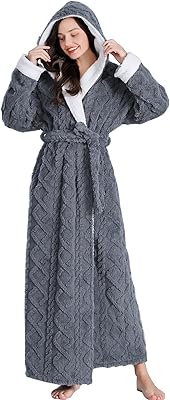 Skiledia robe longue à capuche en polaire sherpa pour femme, douce et chaude
