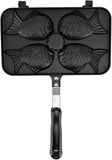 Gaufrier, 4 grilles antiadhésives double face en alliage d'aluminium avec poignée noire anti-brûlure