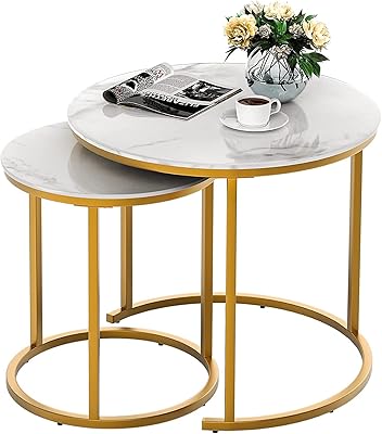 Ensemble de table basse ronde 2 pièces ideal house, tables basses modernes au