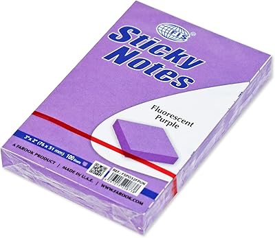 Cahier autocollant fis®, 3 x 2 pouces, paquet de 12, violet fluorescent 100