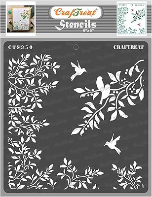 Pochoir de branche d'oiseau artisanal pour peinture sur bois toile papier