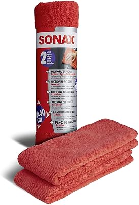 Chiffon de nettoyage extérieur en microfibre rouge sonax (2 pièces) 416 241