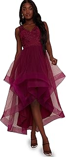 Robe brodée à col en v pour femme, jupe en maille, ourlet fendu