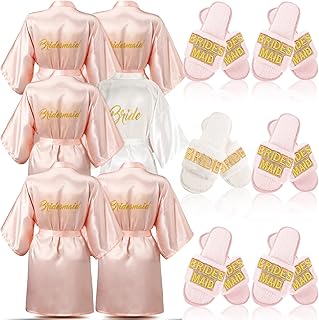 18 pièces robe de demoiselle d'honneur avec pantoufles en satin, demoiselle d'honneur rob/take