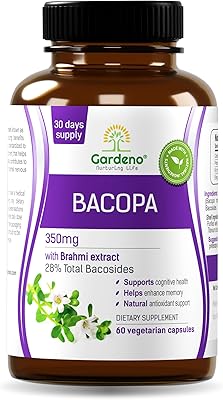 Supplément bacopa brain booster avec bacosides de gardeno bacopa pour l'acuité mentale, la concentration,