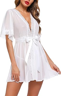 Femmes sexy dentelle lingerie sans entrejambe pyjamas ensemble de babydoll mini