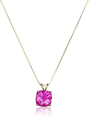 Collier pendentif en or 14 carats avec pierres précieuses taille coussin de 8
