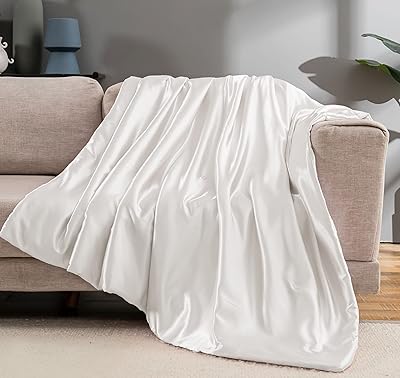 Couverture en satin blanc ivoire fonte 60 x 80 pouces, couverture de canapé