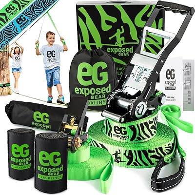 Kit de slackline de 60 pieds avec protections d'arbre de ligne d'entraînement