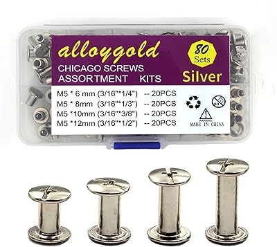 Kit de 80 vis chicago assorties lot de 4 tailles pour cuir