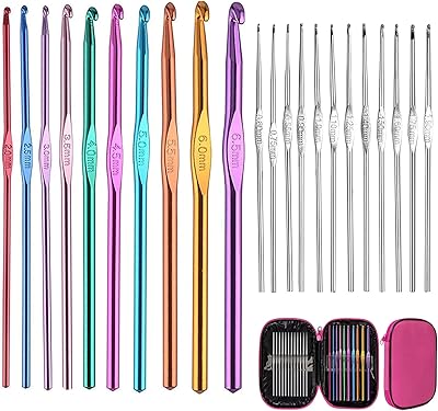 Ensemble de crochets, 22 pièces d'aiguilles à tricoter avec manche en aluminium multicolore