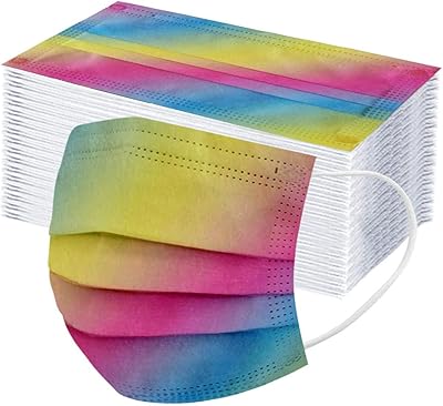 Masques jetables lqq 3 épaisseurs pour adultes - 50 pièces, arc-en-ciel
