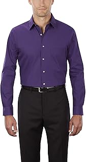 Chemise habillée en popeline coupe régulière à col uni pour hommes