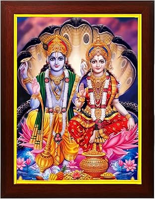 Cadre photo en zigzag de lord lakshmi narayan / lord vishnu avec lakshmi