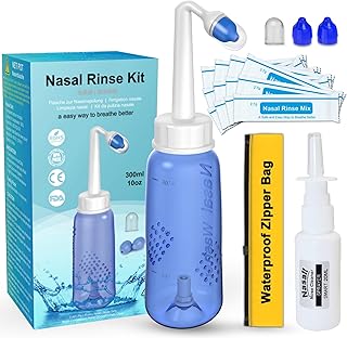 Bouteille de rinçage nasal neti, flacon de lavage nasal de 300 ml, sachets
