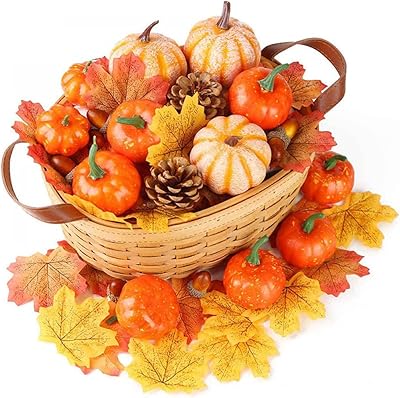 Goodrun 50pcs citrouilles artificielles décoration de la maison pour thanksgiving et halloween