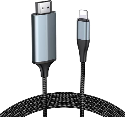 Câble hdmi pour iphone/ipad/ipod vers tv/moniteur/projecteur, câble adaptateur hdmi hd 1080p de 6,6