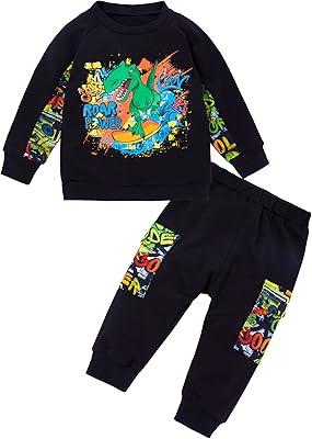 Vêtements d'hiver pour bébés garçons, vêtements dinosaures pour garçons imprimés à manches longues