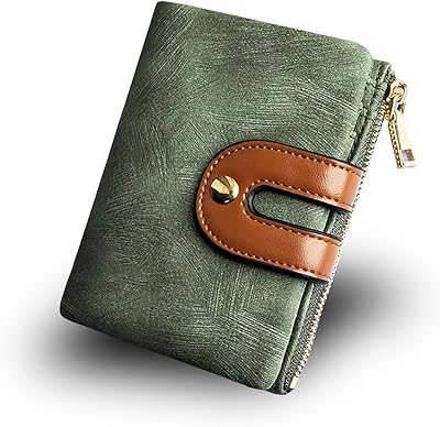 Mini portefeuille à deux volets en cuir pour femme avec poche zippée