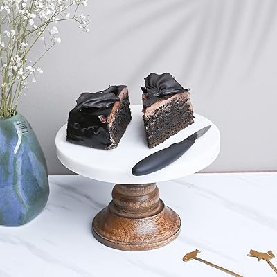 Support à gâteau en marbre marron cannelle casadecor (diamètre 8 pouces)