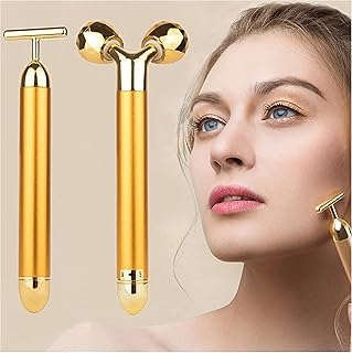 Masseur facial 2 en 1 doré, masseur facial électrique 3d en forme