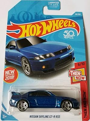 Hot wheels 2018 50e anniversaire et maintenant nissan skyline gt-r r33 46/365, bleu