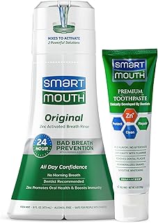 Rince de bouche énergisant original smartmouth et dentifrice premium pour prévention de la mauvaise