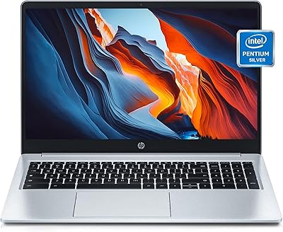 Ordinateur portable hp chromebook 2023 avec écran hd de 15,6 pouces, processeur quad-core