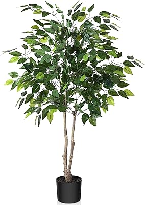 Ficus artificiel mofish 120-150 cm fausse plante de ficus en plastique en pot