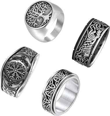 Bagues en acier inoxydable avec nœud de chevalière viking celtique pour hommes, bague