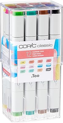 Marqueur copic 12 pièces couleurs vives