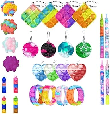 Mini pop push fidget toy ensemble de 24 pièces, 3dpush pop sensory fidget