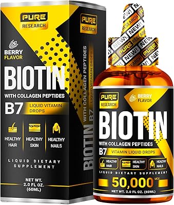 Gouttes de biotine liquide extra-fortes de 10 000 mcg 60 portions adaptées aux