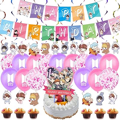 Fournitures de fête d'anniversaire nalcy bts 47 pièces décoration de gâteau décorations kpop