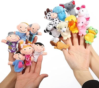 Ensemble de marionnettes à doigt, 16 pièces, jouets mignons en peluche douce, 10