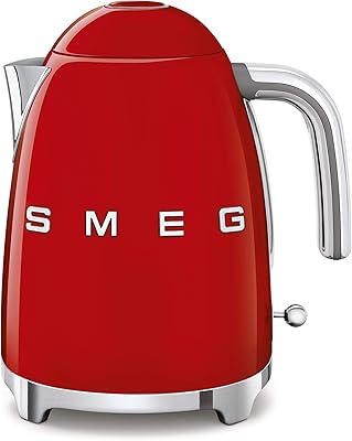 Bouilloire électrique smeg classique style années 1950 avec logo en relief, rouge, klf03rdus