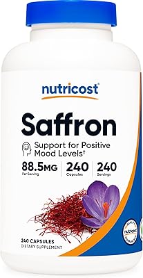 Extrait de safran nutricost 88,5 mg, 240 gélules - capsules végétariennes, sans ogm