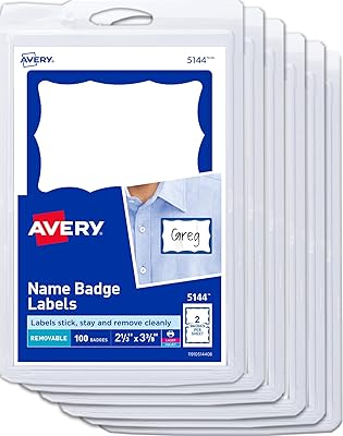 Étiquettes nominatives personnalisées avery, à imprimer ou à écrire, bords bleus, 2-1/3" x