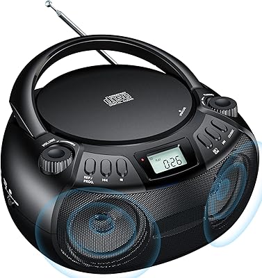 Lecteur cd portable goray, haut-parleur stéréo boombox avec bluetooth, radio am/fm, port usb