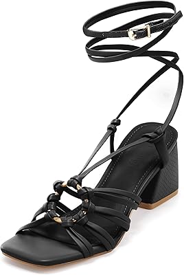 Sandale pour femme à talon carré, bout ouvert, talon de taille moyenne