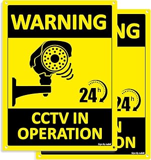 Panneau d'avertissement de vidéosurveillance pratique 24 heures rubik 20 x 15 cm panneau