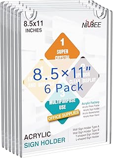 Porte-affiche mural newby en acrylique 8,5 x 11 vertical, cadre publicitaire en plastique
