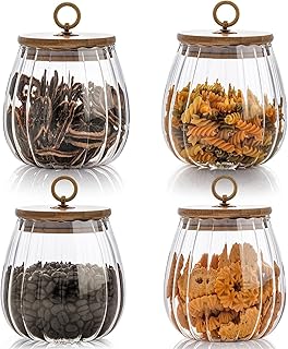 Ggerou lot de 4 pots en verre hermétiques boîte à café avec couvercle