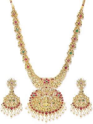 Ensemble de bijoux de temple pour femme avec perles zafiri (or) (zpfk9551), métal