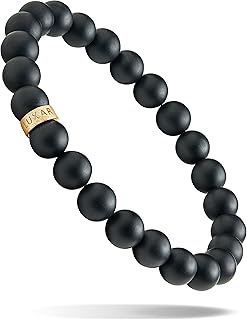 Bracelet de perles en agate solide noir mat de 8 mm pour hommes