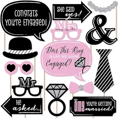 Ensemble d'accessoires pour photomaton de fiançailles big dot of happiness omg - 20