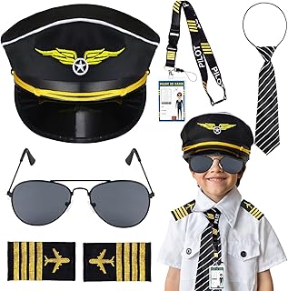 Ensemble d'accessoires de costume de pilote k-mall pour enfants avec chapeau d'aviateur, lunettes