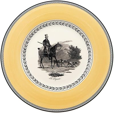 Assiette plate villeroy & bock auden chas, 10,5 pouces, blanc/gris/jaune