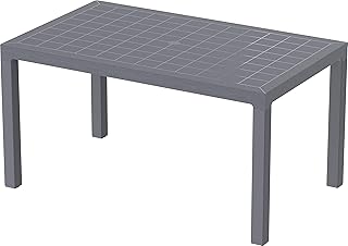 Table de salle à manger d'extérieur 6 places en résine cosmoplast cedargreen, gris