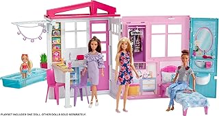 Ensemble de jeu portable barbie à un étage avec piscine et accessoires